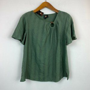 JM Collection S Green Striped O Ring Top NWT CP11
